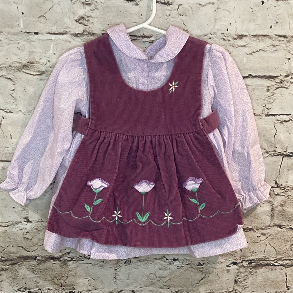 Vintage Toddler Purple Embroidered Toddler Dress